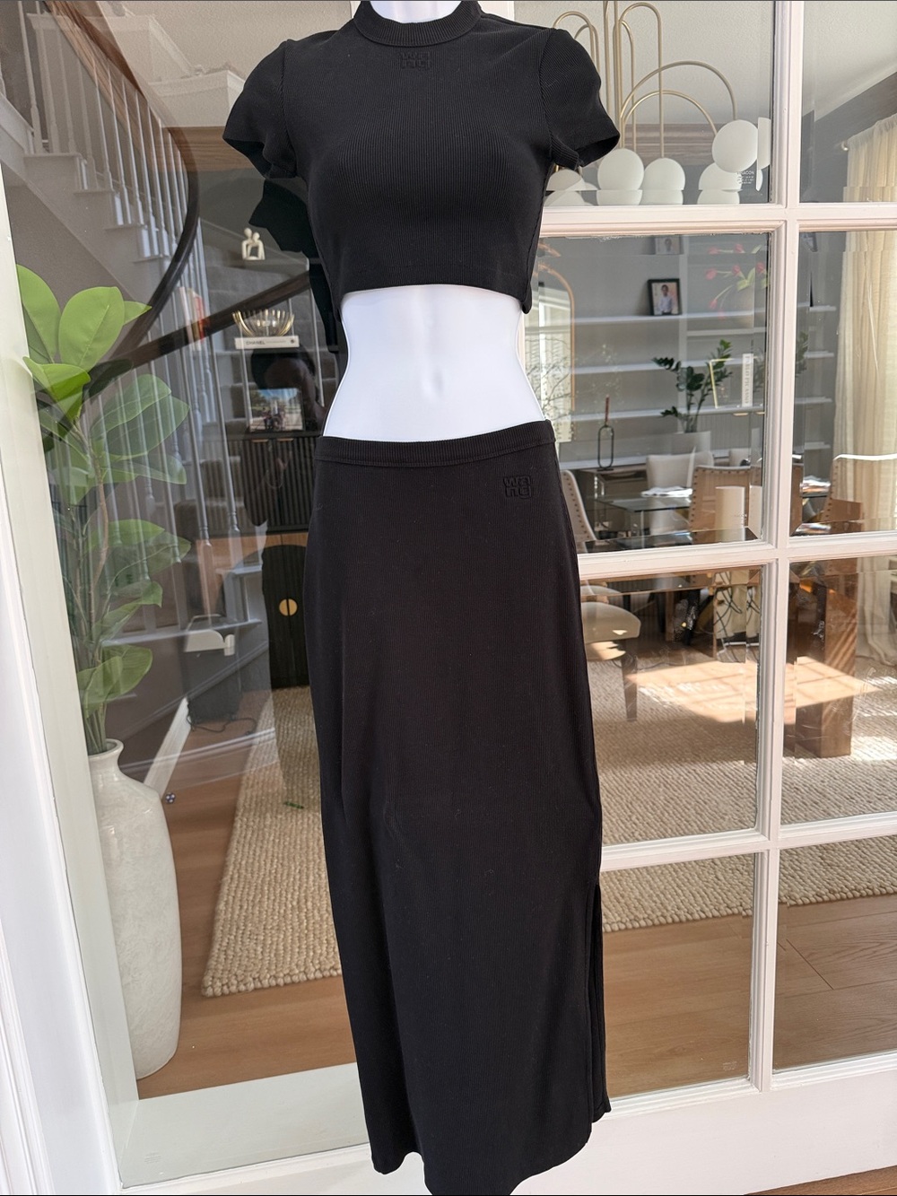 Alexander Wang Black Women's Knit Maxi Skirt Set- Sleek Everyday Style
